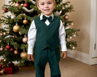 Ensemble costume vert de Noël pour bébé garçon look formel pour