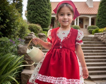 信頼への信頼 4 Dress, Girls Pinafore Apron Pcs Kids Cherry Cottagecore Clothing