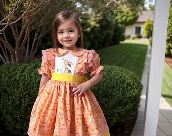 JiAmy Vestito da bambina a maniche lunghe con fiori ricamati e volant