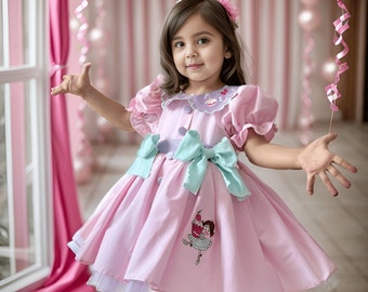 Toddler's Birthday Candy Girl Dress, 1st Birthday Pink Baby Dress, Birthday Gift Dress for Girl's