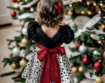 Robe Fille Youngland Noire à Pois Rouges Et Gris - Taille 4, Neuve Avec étiquettes