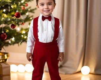 Costume de Noël rouge pour garçon ensemble formel pour