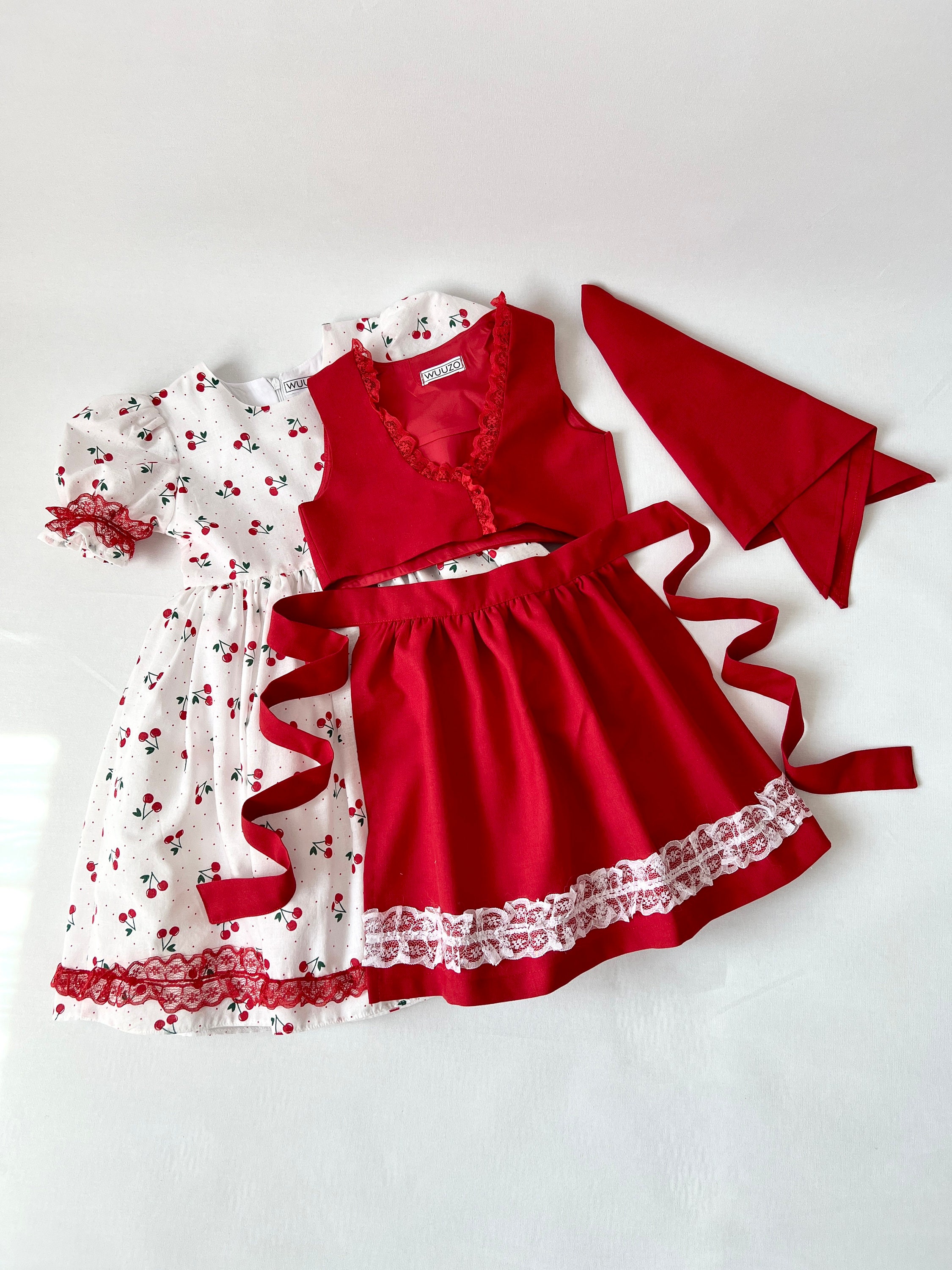 soor ploom sage pinafore in cherry at Little Sage Pinafore in