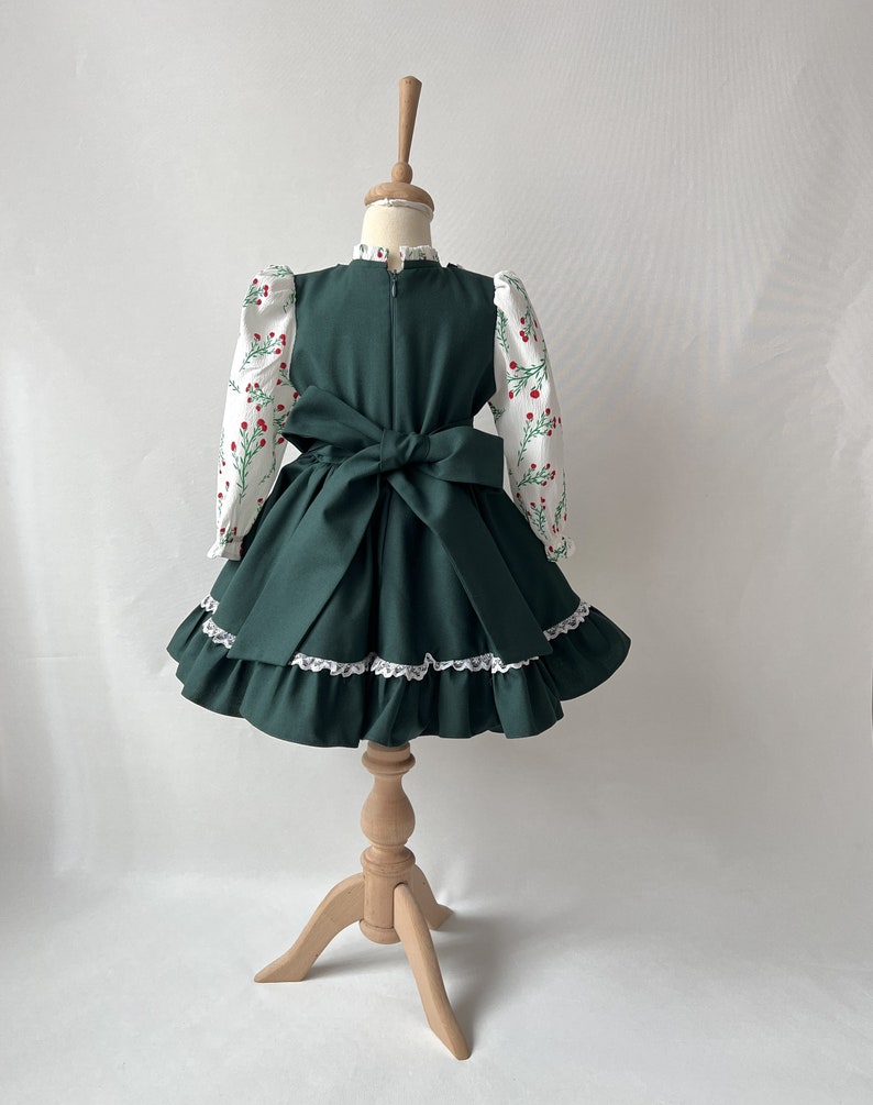 Susanne Lively Girls Christmas Party Dress - Sparkle Trim - Green main image 1