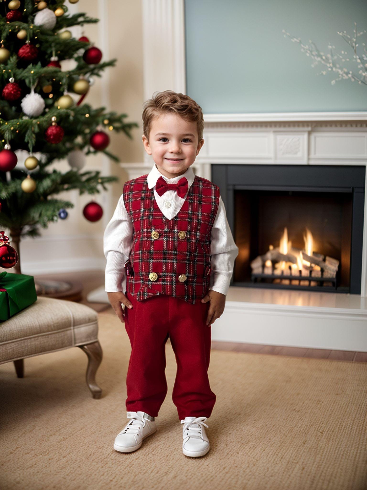 Tartan Boys Christmas Vest UK