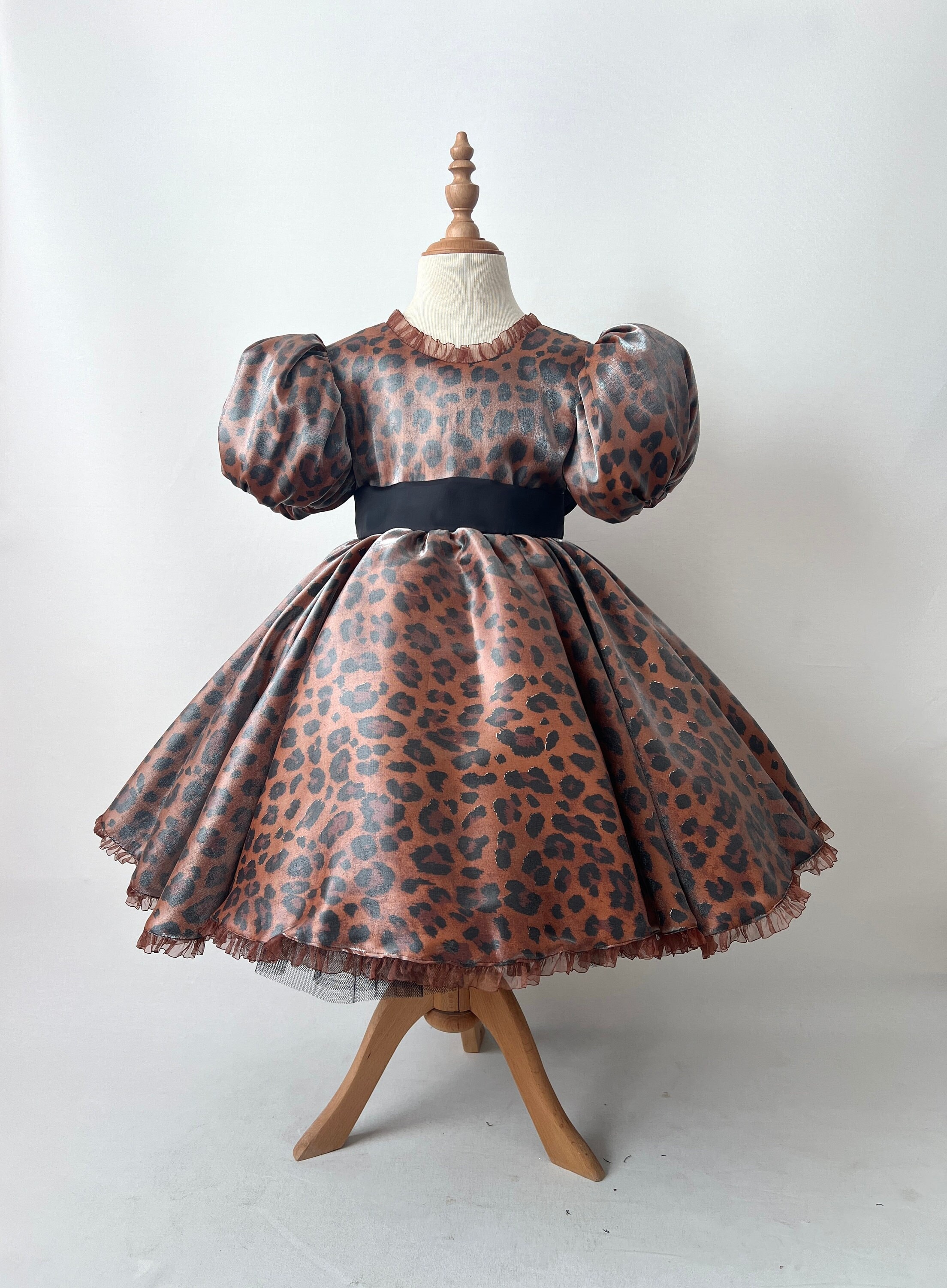 Brown Leopard Chiffon Ruffle Mini Dress | Boohoo A