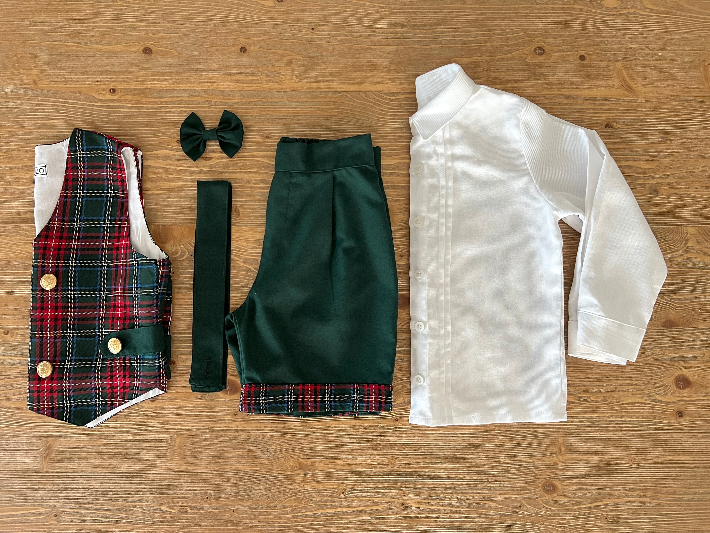 Emerald Green Boy Tartan and Velvet Xmas Set
