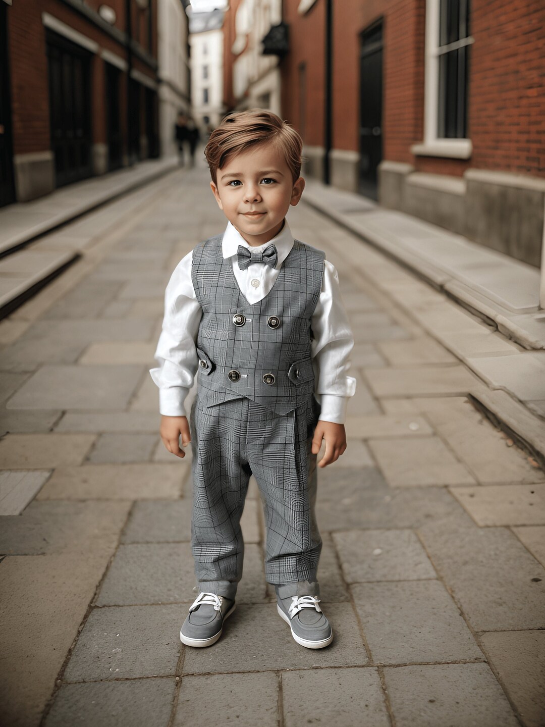 Baby boy long sleeve plaid suit