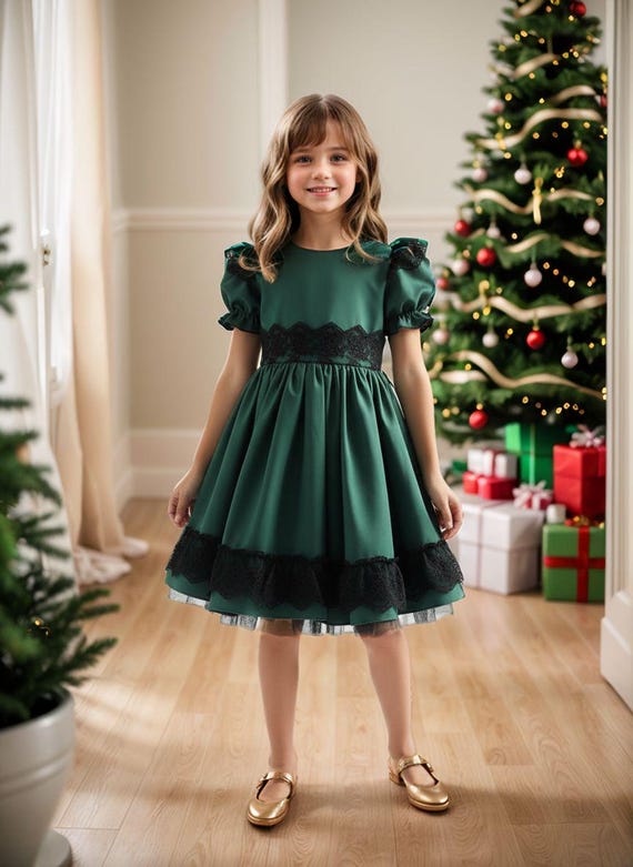 white christmas dresses Susanne Lively Girls Emerald Green Christmas Dress main image 1