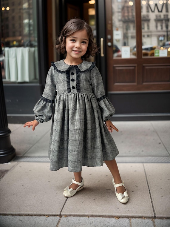 fall plaid dress toddler OILILY Autumn 2025 DIANA LONG SLEEVE COLLARED PLAID DRESS