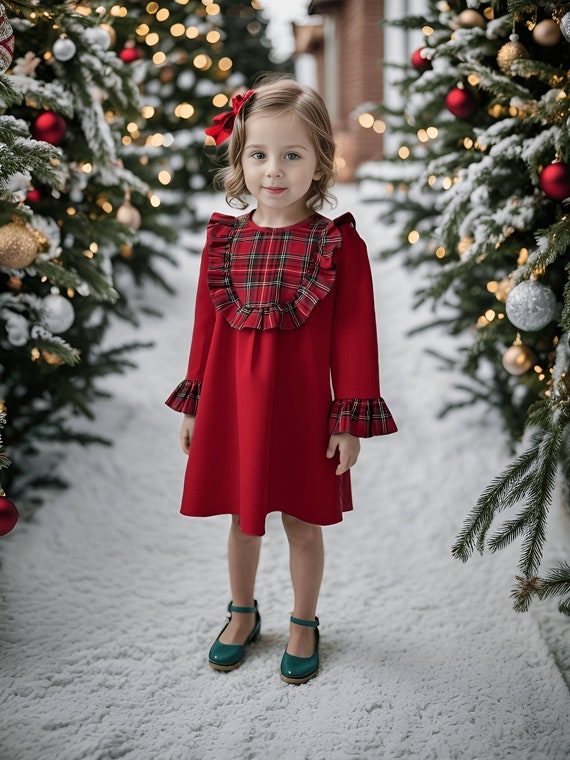 Robe princesse à carreaux pour fille, vêtements de Noël pour