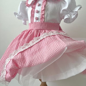 PEACH GINGHAM PETER PAN SET
