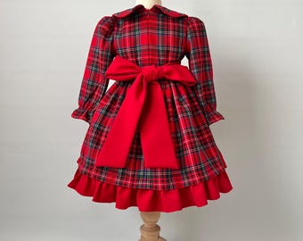 Robe De Noël Fille Rouge Tartan – âge 5 Ans – Manches Longues – Neuve Avec étiquette – Pour Fête