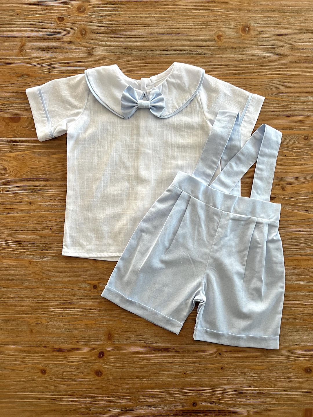 Baby Boy 4-Piece Set | Linen Vest, Shorts & Bow Tie Bimbalo Made In Italy