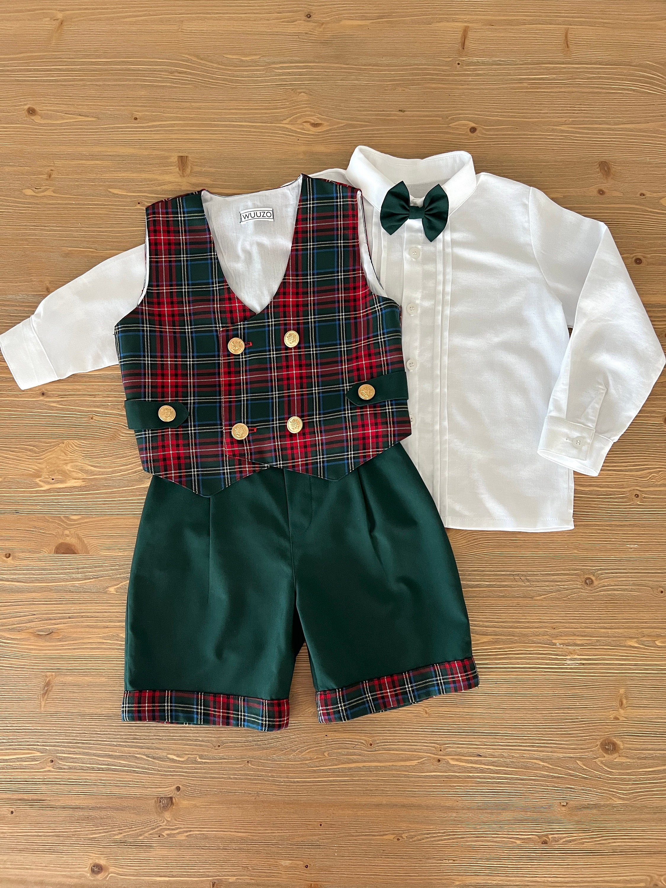 Deolinda Boys Tartan Dungaree Short Set main image 1
