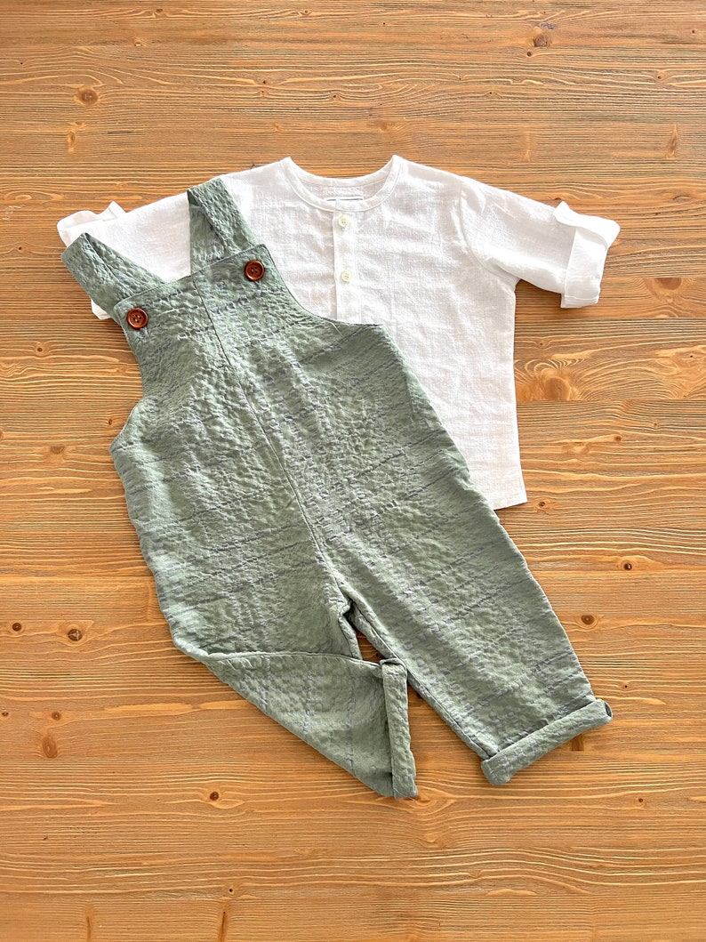 Baby Boy Overall Shirt 2 Pieces Set Children Sage Green Etsy