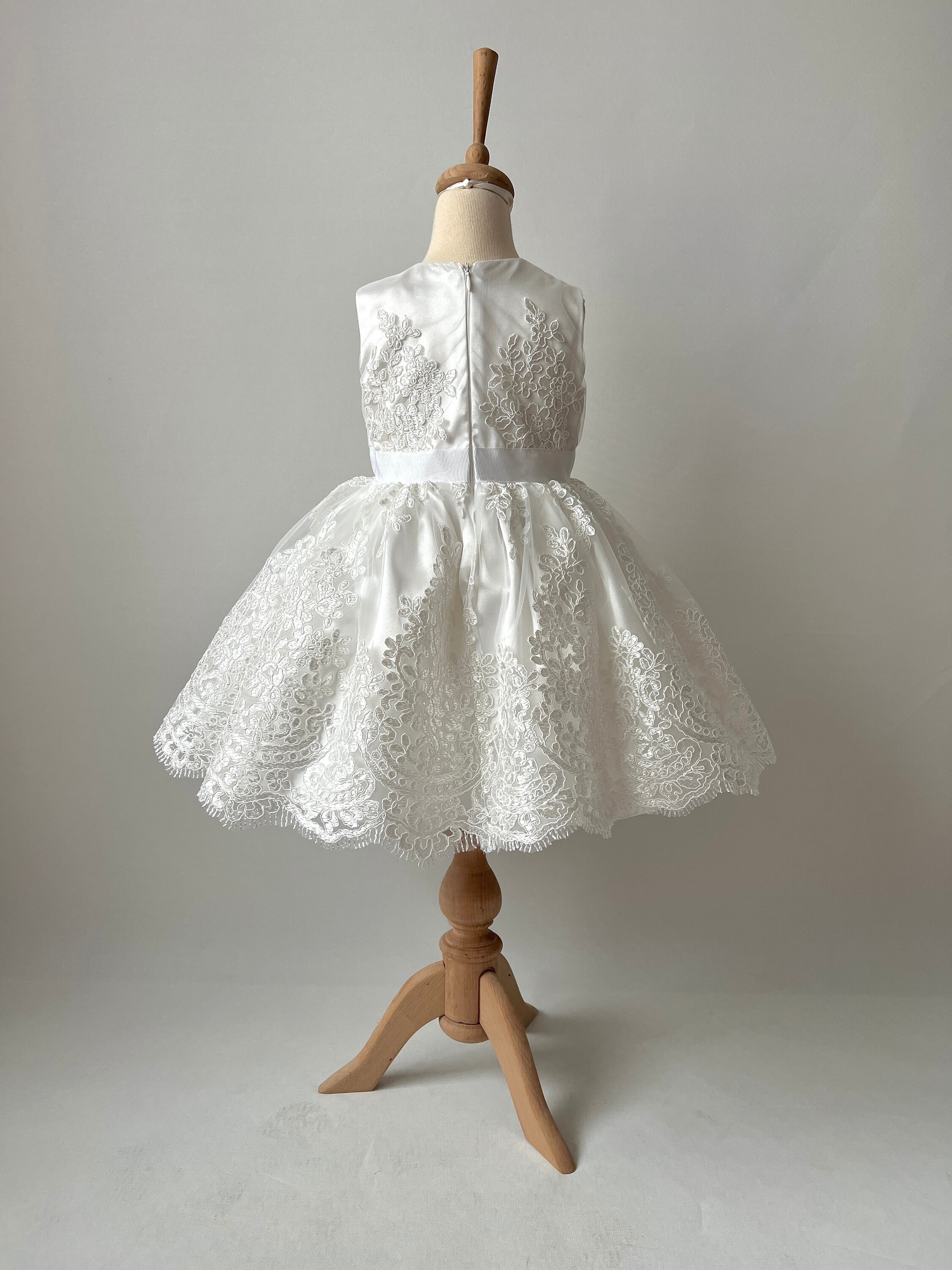 White Lace Tutu Dress: Sleeveless Satin Princess Toddler Look