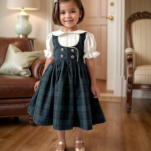 Girls&#39; Green Tartan Dress: Plaid Fall Outfit, Sibling Set