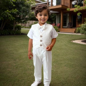 Baby Boy White Cotton Christening Outfit: 4-Piece Blessing Suit