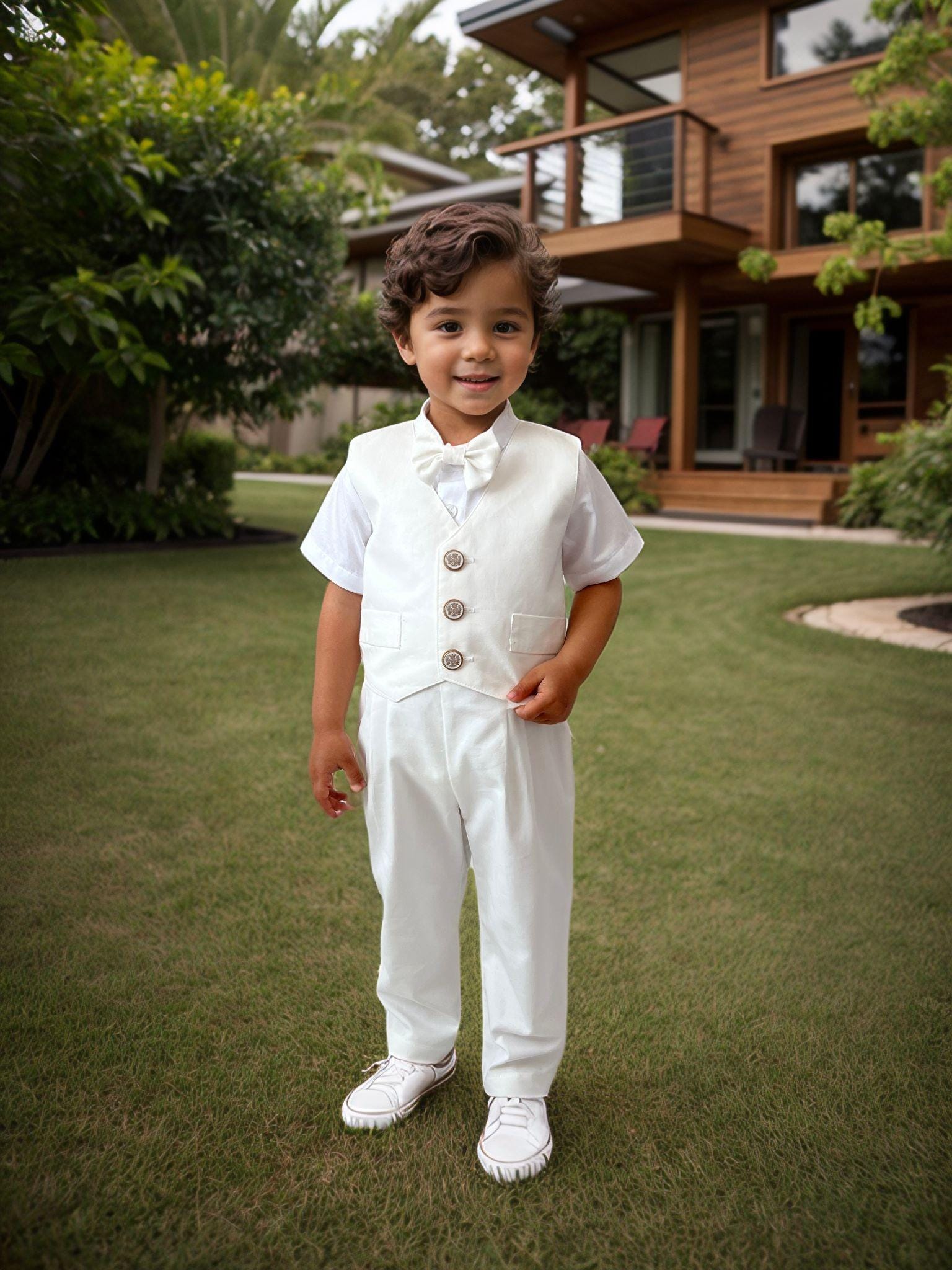 Clothes Baby Boy White Suit Set Baby Boys White Formal 4pcs Suit