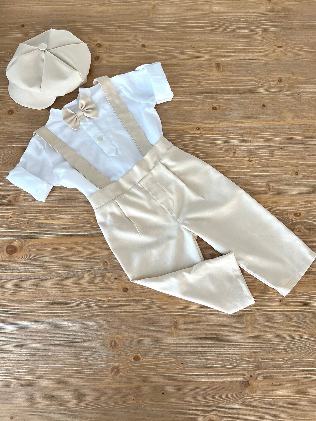 4 Pcs Baby Boy Formal Suit Boy Ecru Suspender Pantshatbow Etsy