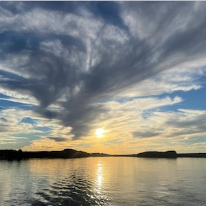 Colorado River Sunset: Puffy Clouds Landscape Art