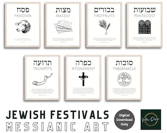 Biblical Feasts Pesach/Passover Shavout/Pentecost Sukkot/Tabernacle Messianic Scripture Art Printable | Home & Church Decor | Christian gift
