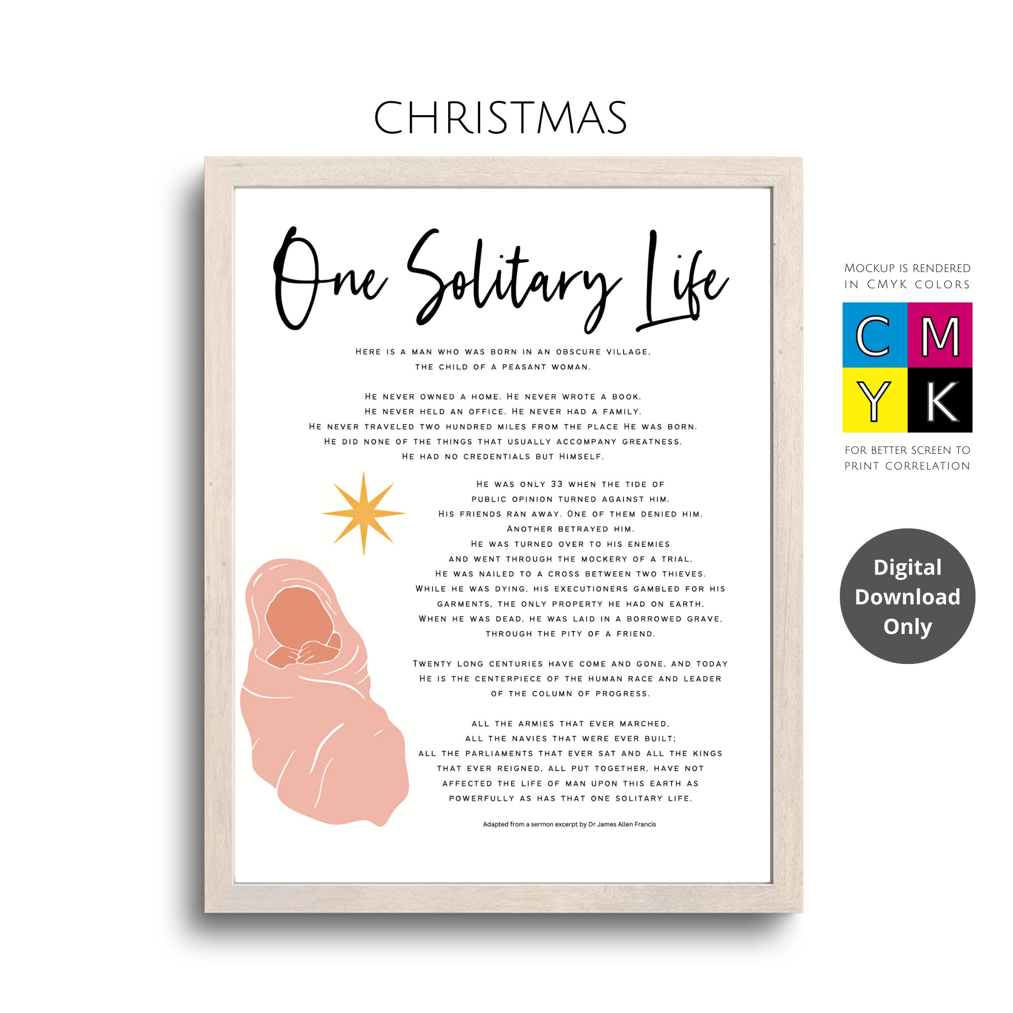 one solitary life inspirational wall art printable | christliche