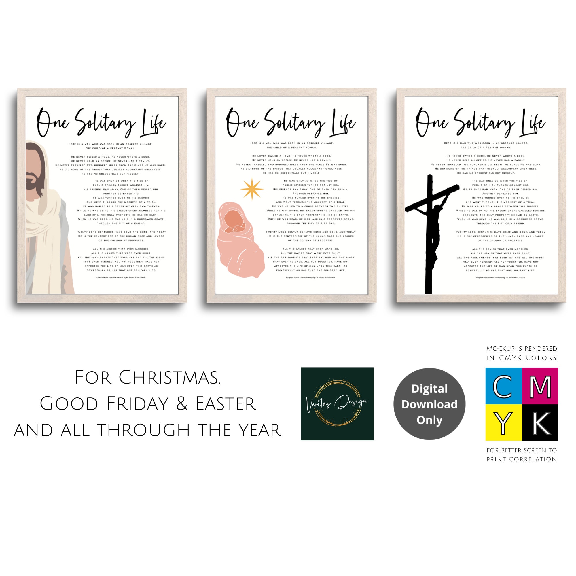 One Solitary Life Inspirational Wall Art Printable Christian Decor.