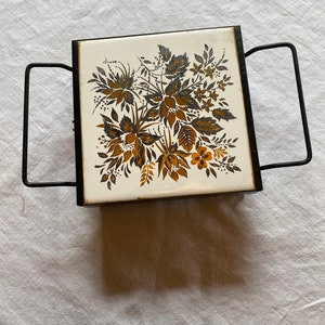 1960s trivet mcm trivet black and gold trivet/ warming trivet/ kitschy kitchen
