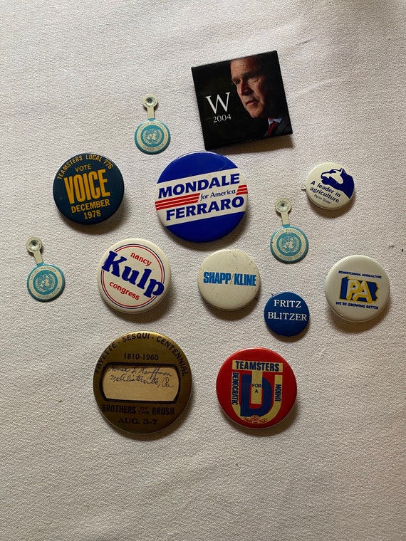 vintage political/union buttons 1960s political advertising