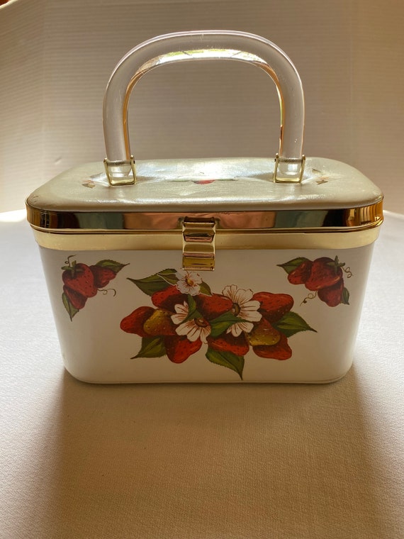 vintage strawberry purse w lucite handle mcm purse