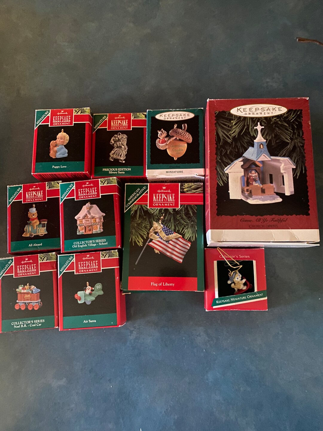 Vintage Hallmark Ornaments Some Miniature Church Christmas Mouse Train