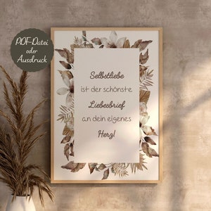 Tolles Poster - Selbstliebe ist der schönste Liebesbrief an dein eigenes Herz - Geschenk für sich selbst - Fürsorge, Erinnerung, Botschaft