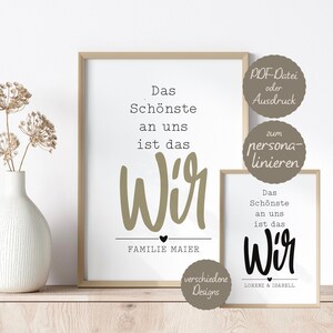 Personalisiertes Poster - WIR - Geschenk zum Jahrestag/Geburtstag/Hochzeitstag/Einzug - für Familien/Paare/Freunde