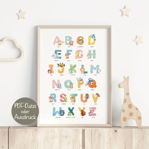 Tolles Poster - Alphabet - Geschenk zum Geburtstag, zur Einschulung - Kinder, Kleinkinder - Wandbild für Kinderzimmer, Schule, Kindergarten