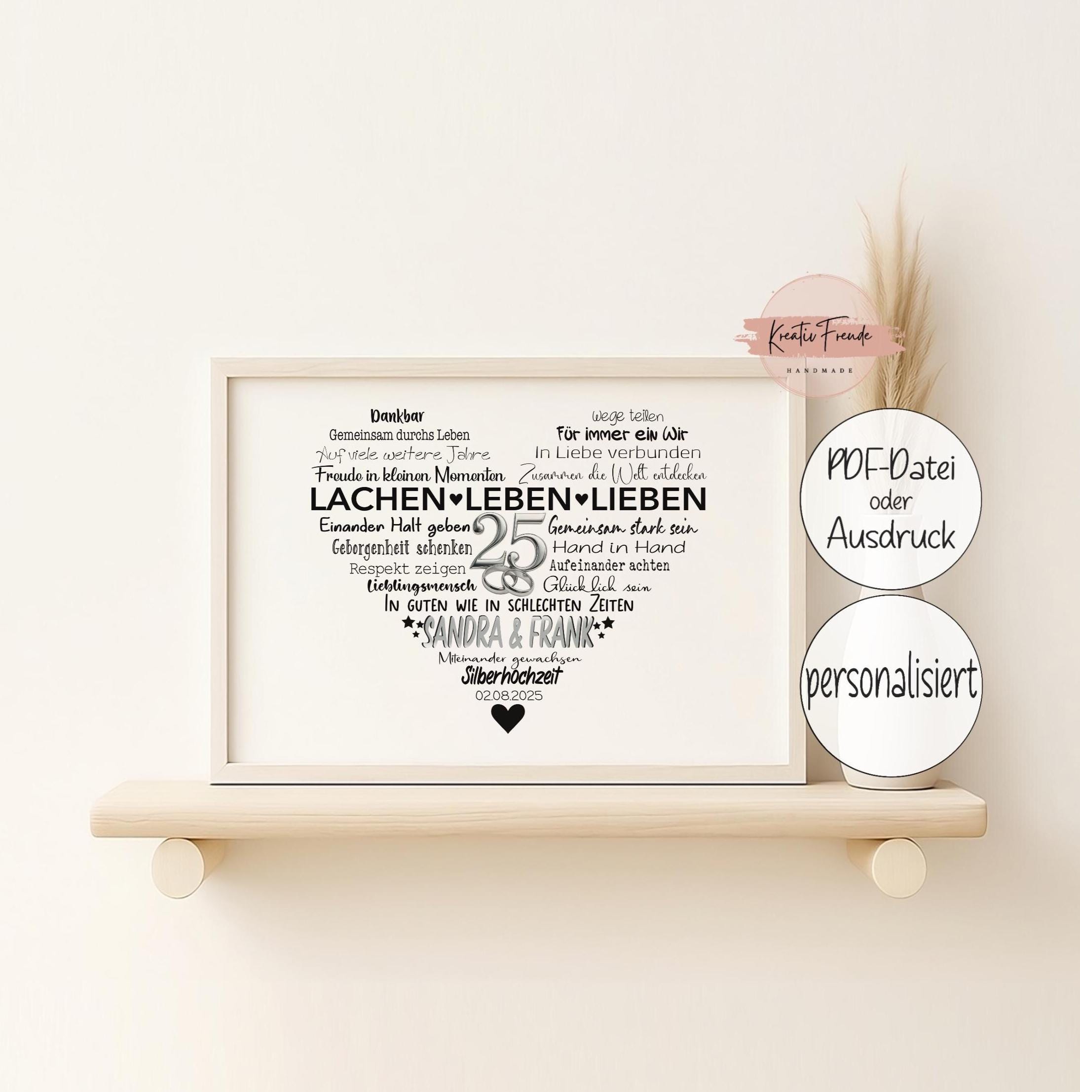 HYHYDHP Metall-Karte Zum 25. Hochzeitstag Für Die Ehefrau – Edelstahl, Lasergraviert, Im Geschenkbeutel