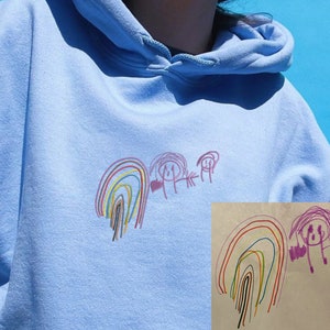 EMBROIDERED | Custom Drawing sweatshirt, Kids Drawing Shirt, Actual Drawing Shirt, Kids Art Shirt, Gift for Mom, Gift for Dad