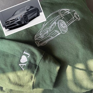 Custom Embroidered Car Outline Sweatshirt From Your Photo, Embroidered Car Hoodie, Custom Car Sweater, Car Lover Hoodie or Tee