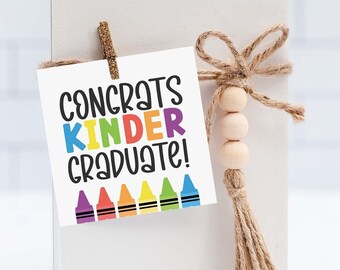 Instant Download Congrats Kindergarten Graduation Tag - Kindergarten Graduation Gift Tag, End of the Year Gift Tags, Graduation Favors