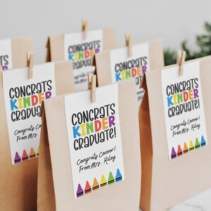 Editable Kinder Graduation Tag - Congratulations Kinder Grad Tag  - Printable Kindergarten - Message for kindergarteners