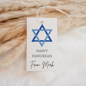 Druckbare Geschenkanhänger Chanukka, Chanukka Verpackung, Minimalistischer Geschenkanhänger, Menora
