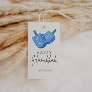 Afdrukbare Chanoeka-cadeaukaartjes, Chanoeka-verpakking, Minimalistisch cadeaukaartje, 8 dagen, menora, gelt, dreidel, Davidster