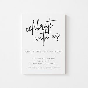 Celebrate With Us Invitation Online Editable Template, Surprise Birthday Party Invites, Anniversary Invites