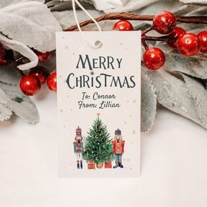 Etiquetas de regalo navideñas imprimibles, etiquetas de recuerdo para fiestas, Navidad Hygge, etiquetas de regalo para amigos, etiquetas de Cascanueces