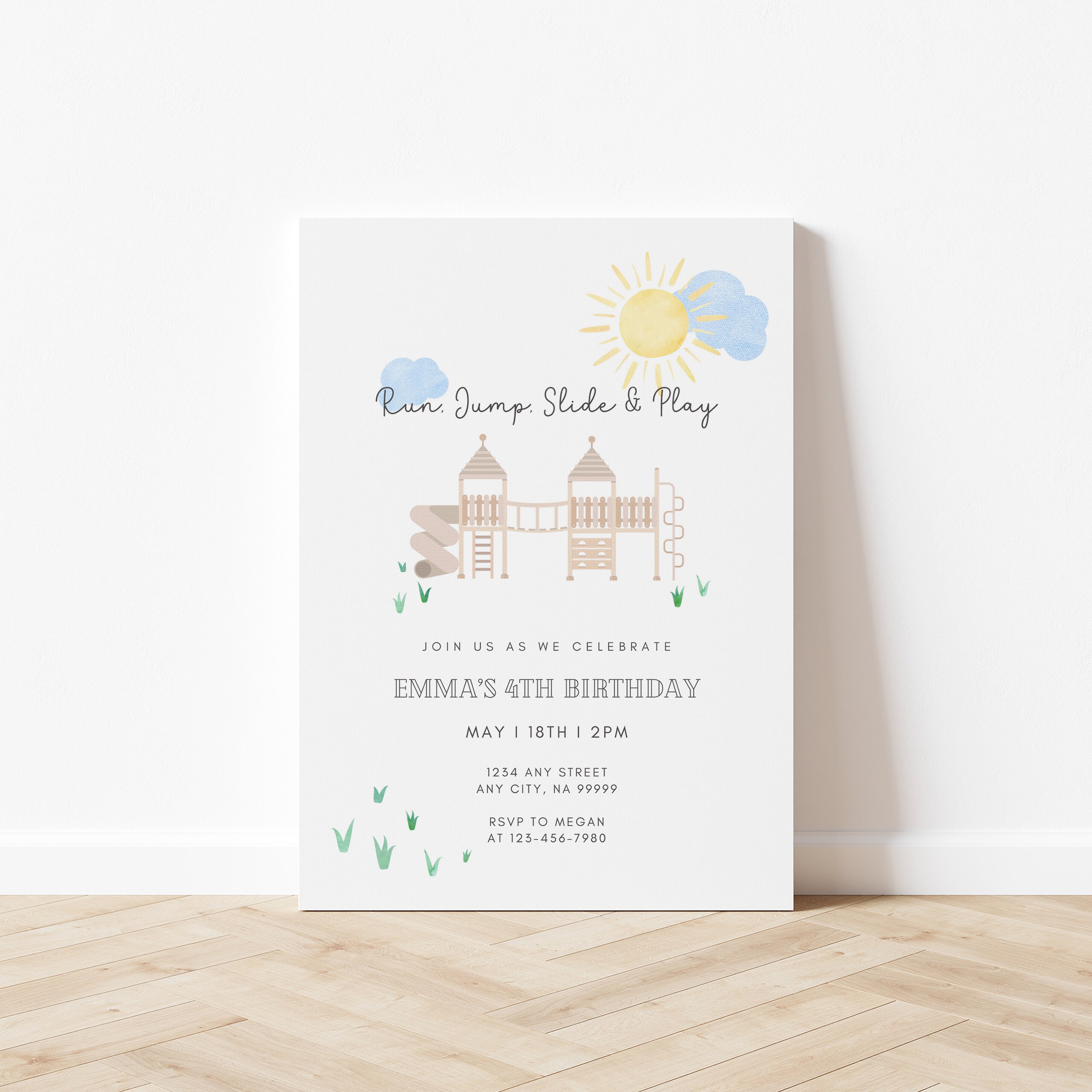 Editable Playground Birthday Invitation Canva Templates Fun Party Theme ...