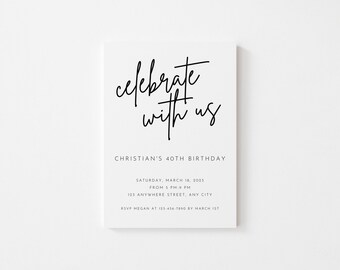 Celebrate with us invitation online editable template, surprise birthday party invites, anniversary invites