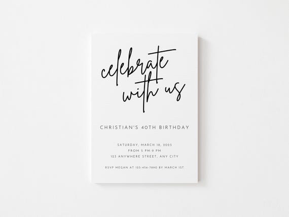 Celebrate with us invitation online editable template, surprise birthday party invites, anniversary invites