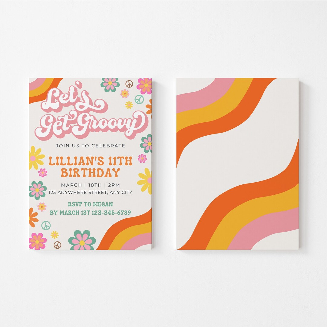Printable Let's Get Groovy Birthday Invitation Retro 70s - Etsy