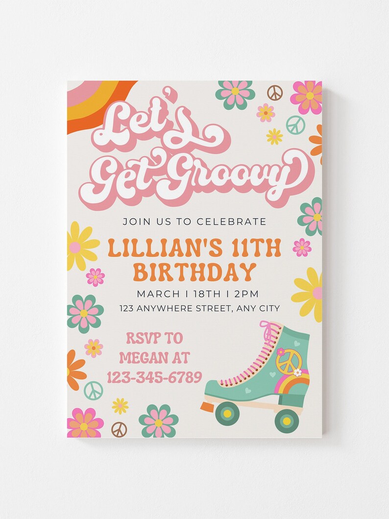 Printable Let's Get Groovy Birthday Invitation Retro 70s - Etsy